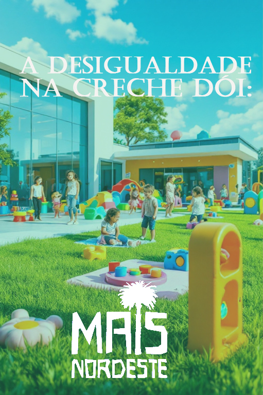 Gráfico visual sobre a desigualdade na creche, mostrando a diferença de acesso entre crianças ricas e pobres